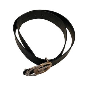 Chic Black Belt with Gold Buckle